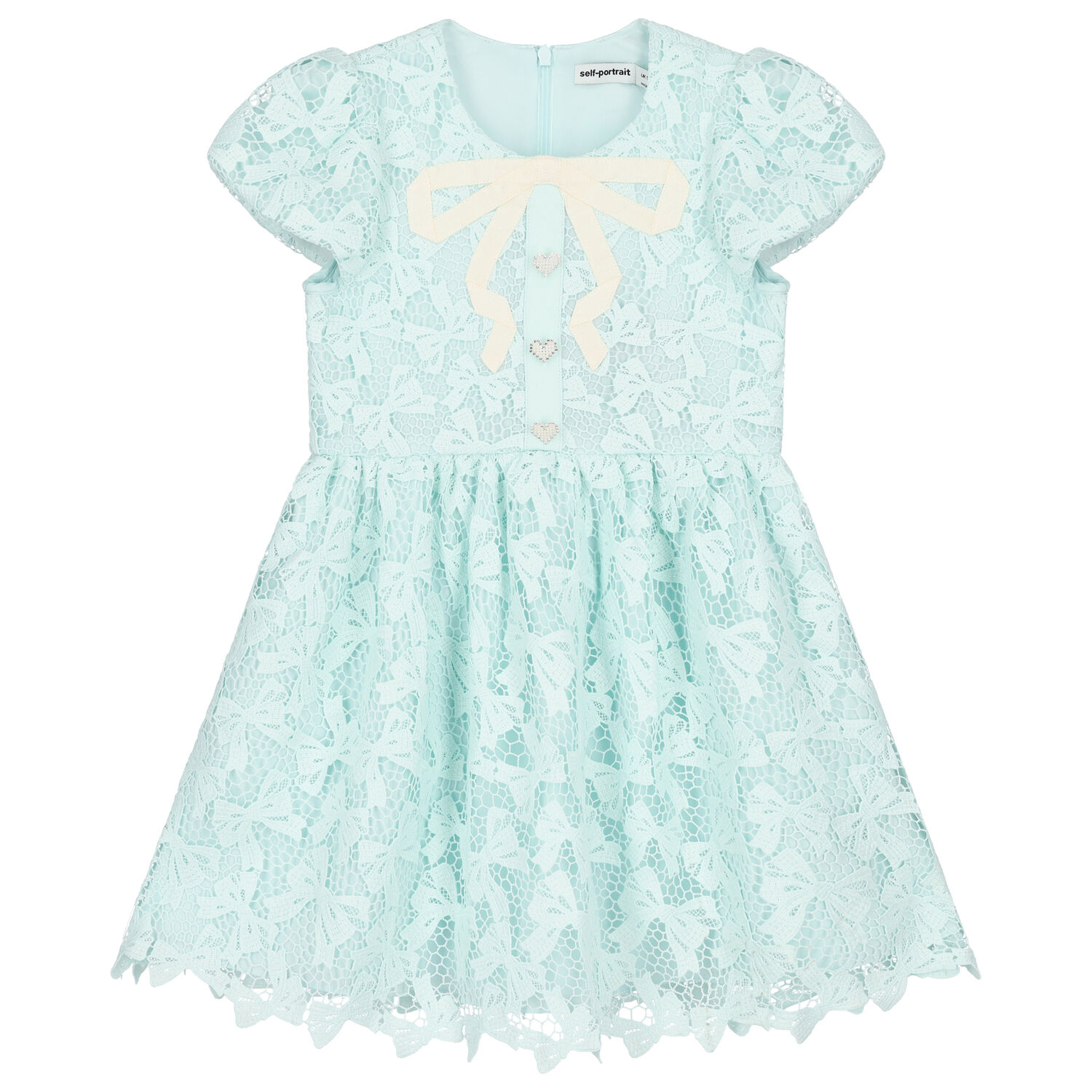 Girls Aqua Bow Lace Dress, 1, hi-res image number null